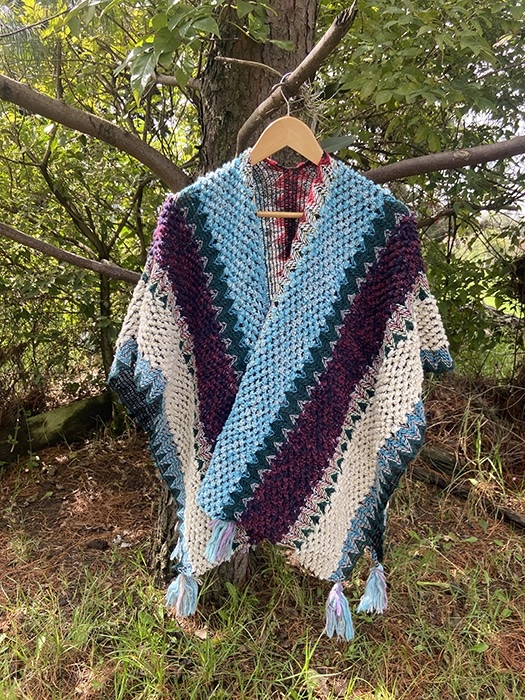 Ruana Abierta<br> Colores Uva 1 Ruana Colores